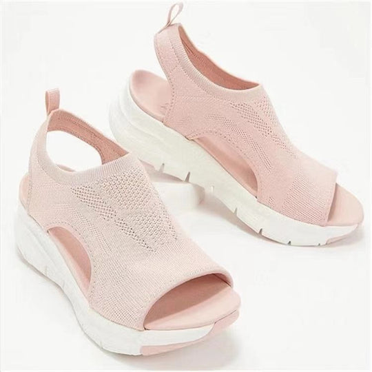 Damen Strick-Sandalen mit Plateau, elastischem Schaft und Fersenriemen Shop Nory