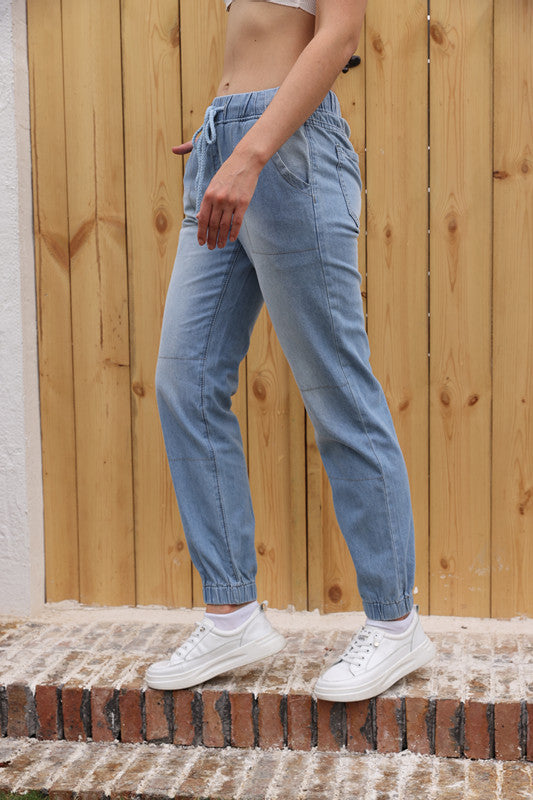 Damen lässige Cargo-Hose mit elastischem Bund und praktischen Taschen