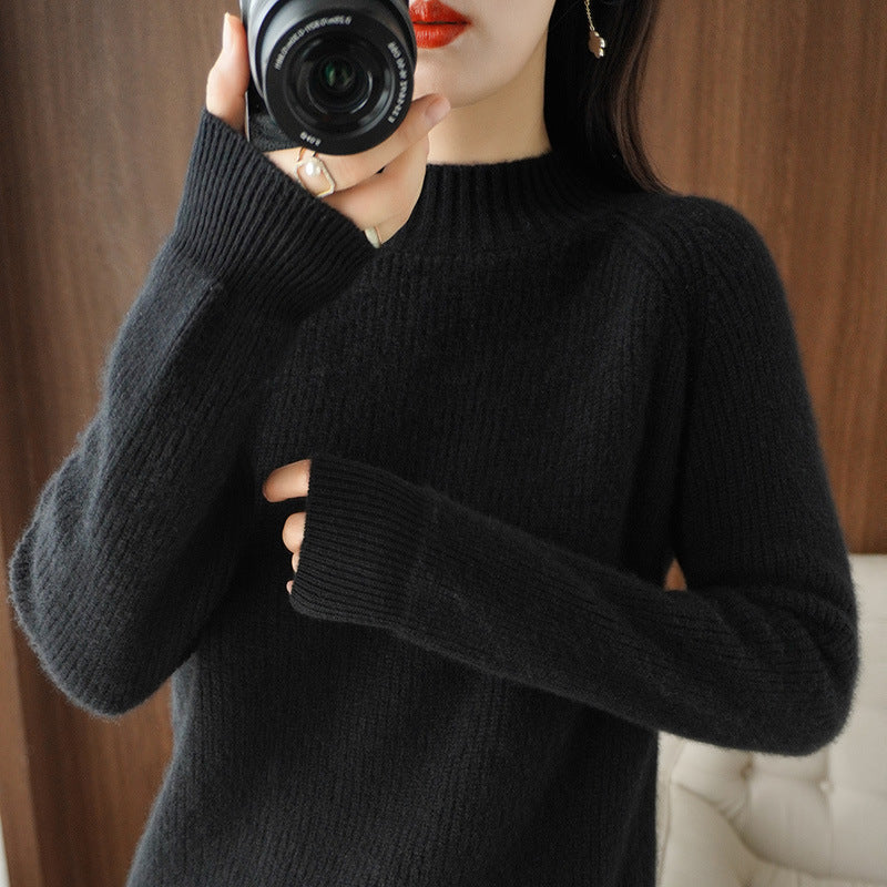 Damen Kurz-Stehkragenpullover aus feinem Feinstrick mit kaschmirähnlicher Weichheit und Raglanärmeln Shop Nory