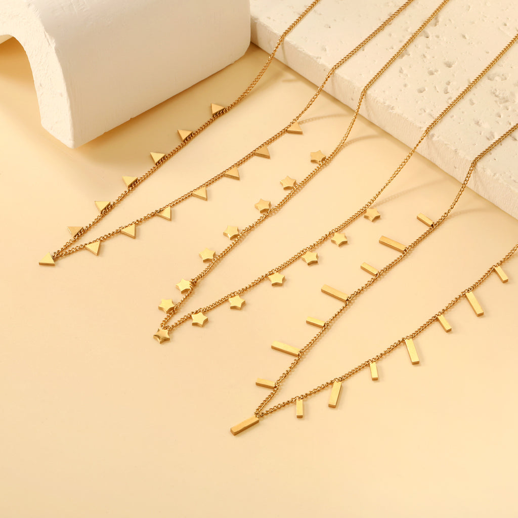 Damen elegante Goldplattierte Halskette mit geometrischen Anhängern Shop Nory