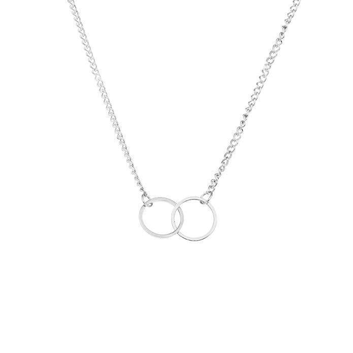Damen Halskette mit doppeltem Ringsymbol und feiner Gliederkette Shop Nory