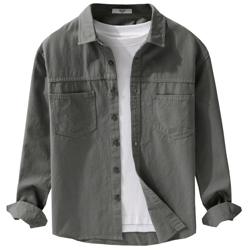 Herren Utility-Hemdjacke aus Baumwolltwill mit verdeckter Knopfleiste und Relaxed-Schnitt Shop Nory