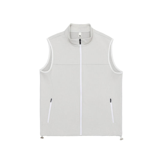 Unisex Waffelstruktur-Outdoorweste mit Stehkragen, durchgehendem Reißverschluss und Kordelzugsaum Shop Nory