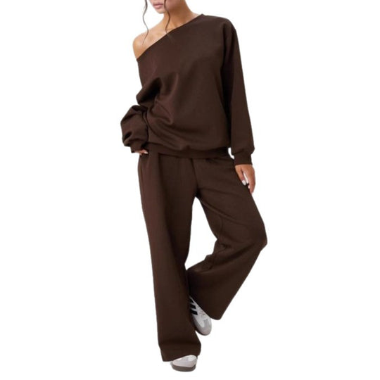 Damen nan legeres Lounge-Set mit einseitigem Schulterdetail und weiter Jogginghose Shop Nory