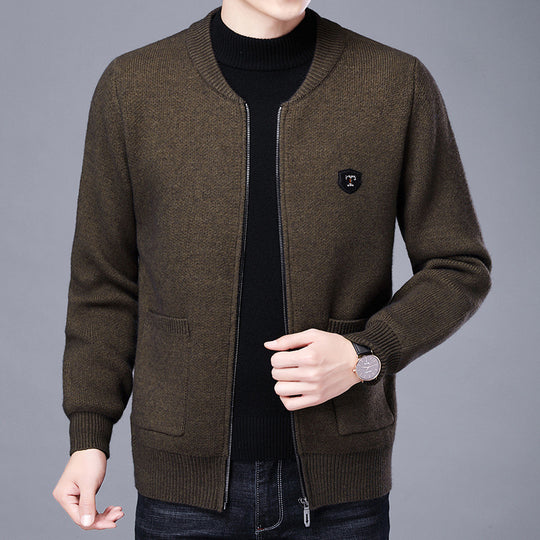 Herren Feinstrick-Cardigan mit durchgehendem Reißverschluss, Brustemblem und aufgesetzten Taschen Shop Nory