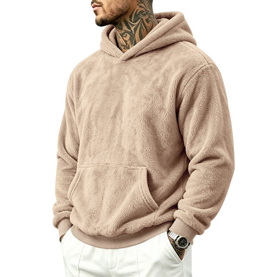 Herren Kuscheliger Fleece-Hoodie mit Kängurutasche und geripptem Saum Shop Nory
