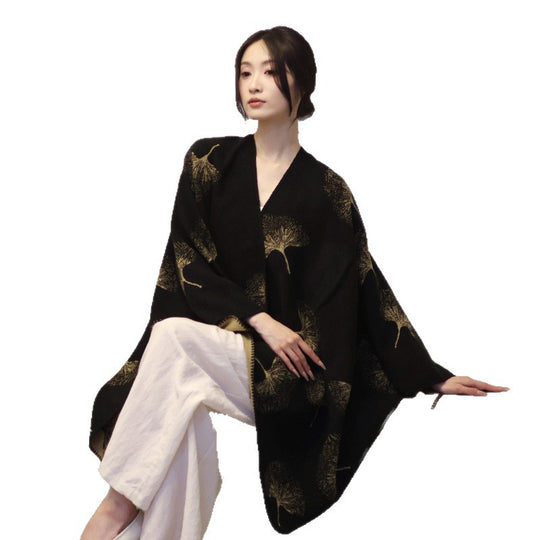 Damen Reversibler Feinstrick-Cape mit eingewebtem Pusteblumen-Jacquard Shop Nory