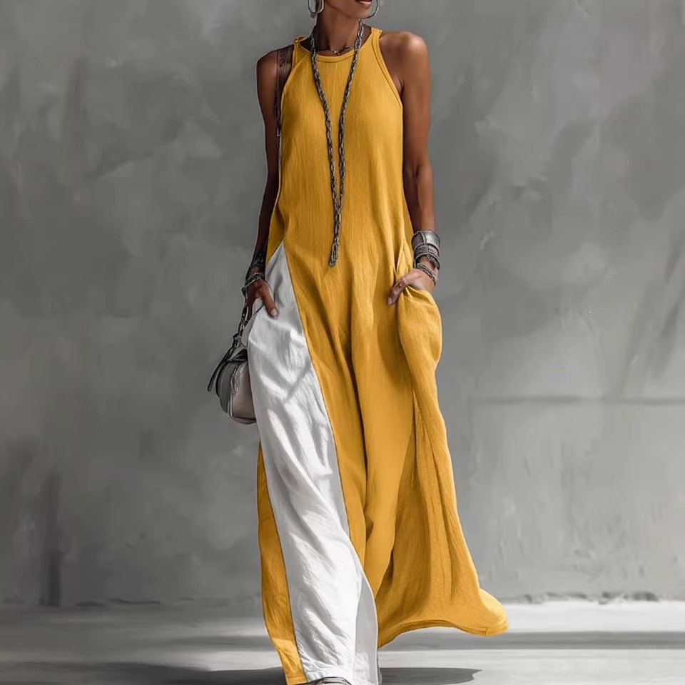 Damen Lässiges Maxikleid mit asymmetrischem Schnitt und tiefem Rückenausschnitt