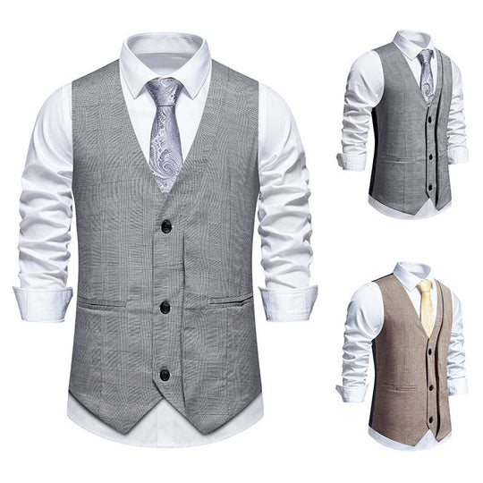 Herren elegante Anzugweste mit klassischem Herringbone-Muster und praktischen Taschen Shopnory