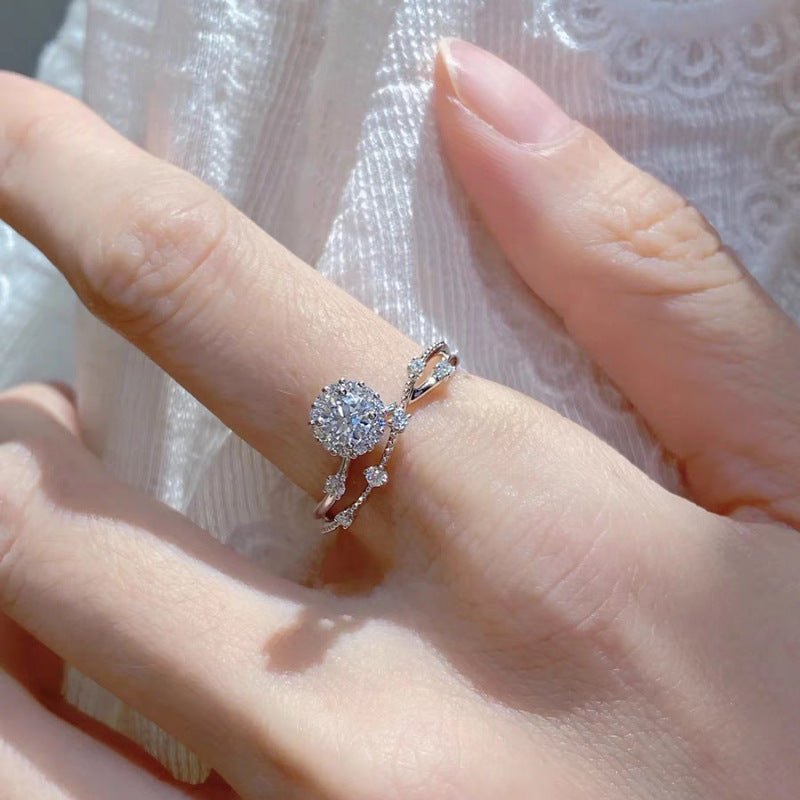 Damen zierlicher Ring mit funkelndem Kristallbesatz Shop Nory