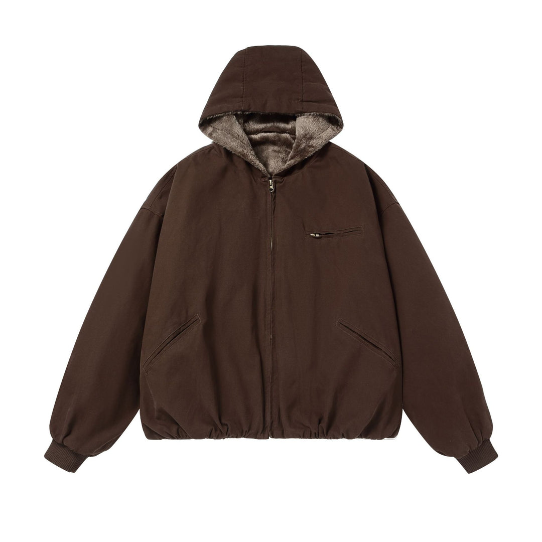 Herren Gefütterte Kapuzenjacke mit Kunstfell-Innenfutter und elastischem Saum Shop Nory