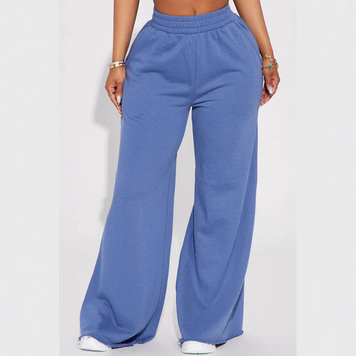 Damen nan High‑Waist Palazzohose aus French-Terry mit weitem Bein, elastischem Komfortbund und offenen Saumkanten Shop Nory