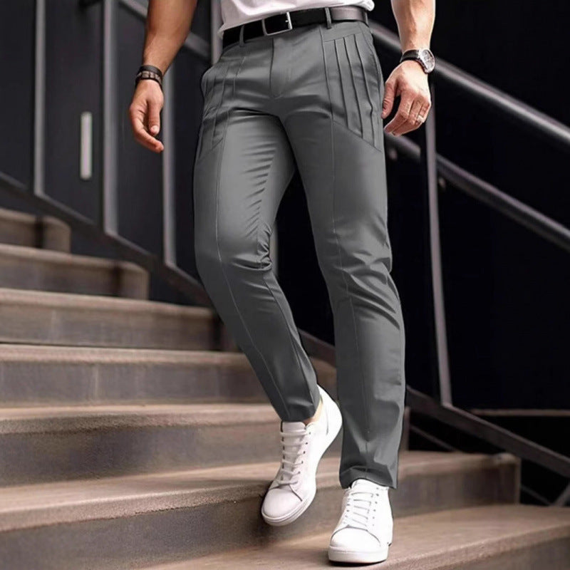 Herren stylische Slim-Fit Anzughose mit plissiertem Design