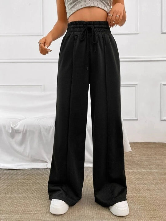 Damen nan weite High-Waist Palazzo-Jogginghose mit Kordelzug und Bügelfalte Shop Nory
