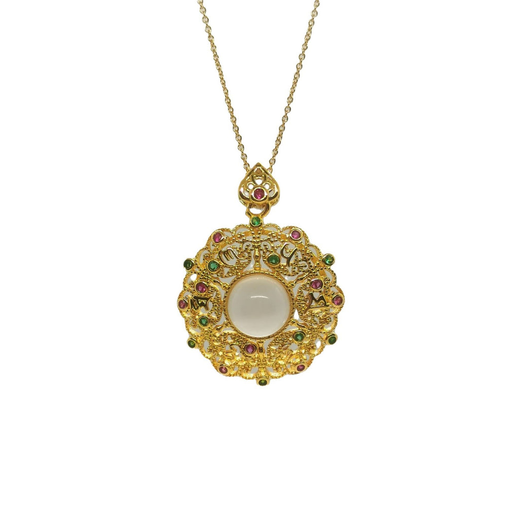 Damen Filigraner Anhänger mit bunten Edelsteinen und ovalem Cabochon Shop Nory