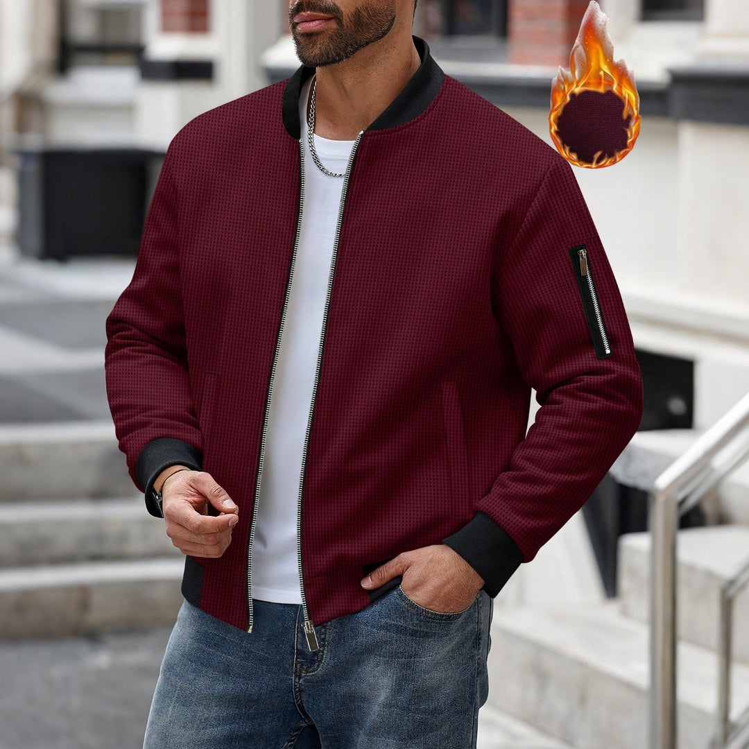 Herren nan leicht wattierte Bomberjacke mit Waffelstruktur, durchgehendem Reißverschluss und Ärmeltasche Shop Nory