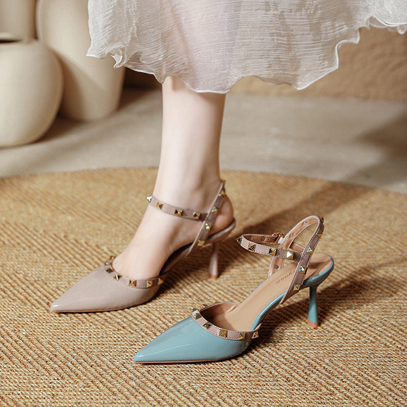 Damen stilvolle Slingback-Pumps mit dekorativen Nieten