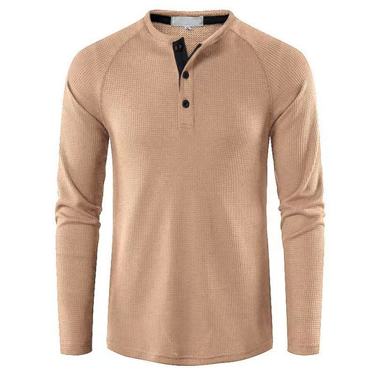 Herren nan strukturiertes Henley-Langarmshirt mit Waffelstruktur, Halbknopfleiste und Raglanärmeln Shop Nory
