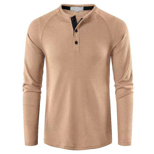 Herren nan strukturiertes Henley-Langarmshirt mit Waffelstruktur, Halbknopfleiste und Raglanärmeln Shop Nory