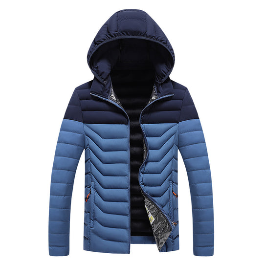 Herren Ultraleichte gesteppte Kapuzenjacke mit Chevron-Steppung, winddichter Außenlage und Thermofutter Shop Nory