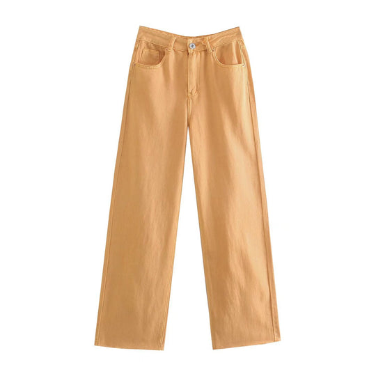 Damen Hochtaillierte weit geschnittene Jeans mit weitem Bein, hoher Taille und rohem Saum Shop Nory