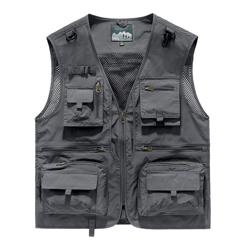 Herren Utility-Weste mit Multifachtaschen, Mesh-Belüftung und Reißverschluss Shop Nory