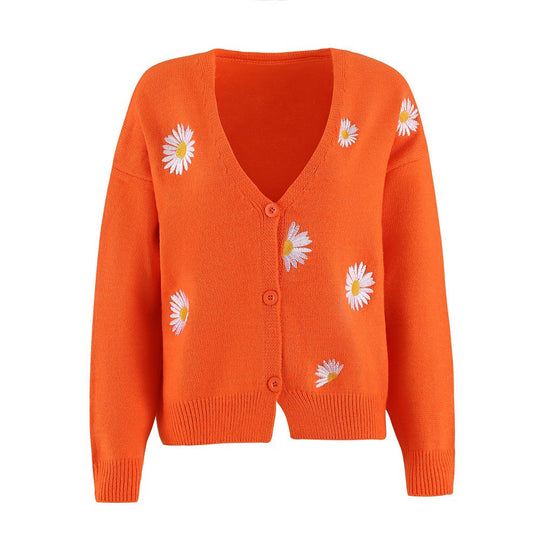 Damen Strickjacke mit floralem Design und Knopfverschluss