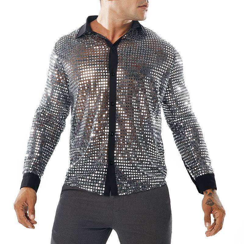 Herren Glänzendes Partshirt mit Strassmotiven