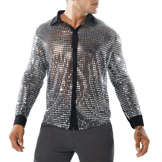 Herren Glänzendes Partshirt mit Strassmotiven