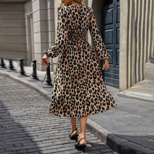 Damen Midi-Kleid mit Wickeloptik und Tiermotiv