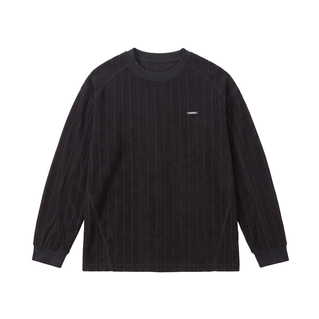 Unisex Gerippter Oversize-Pullover mit Raglanärmeln und Metalllogo Shop Nory