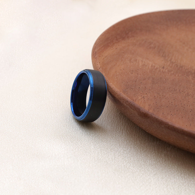 Herren edler Edelstahlring mit blauer Innenbeschichtung Shop Nory