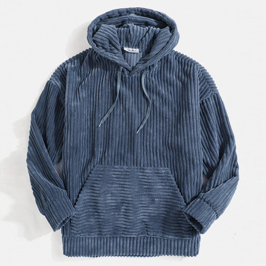 Unisex nan gerippter Samt-Hoodie mit Kapuze und Kängurutasche Shop Nory
