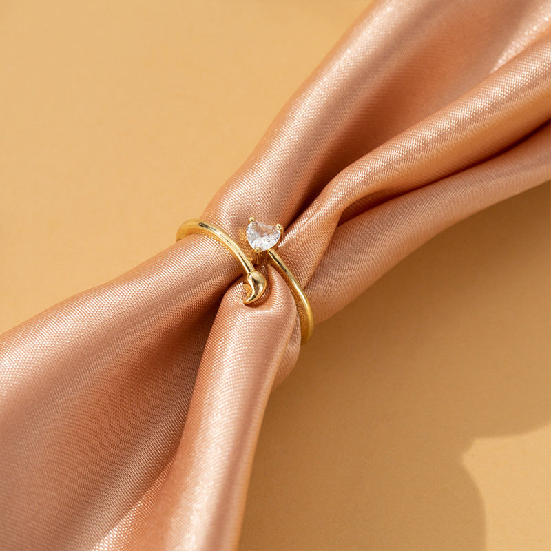 Damenring mit einzigartigem Herzdesign und strahlendem Kristall Shop Nory