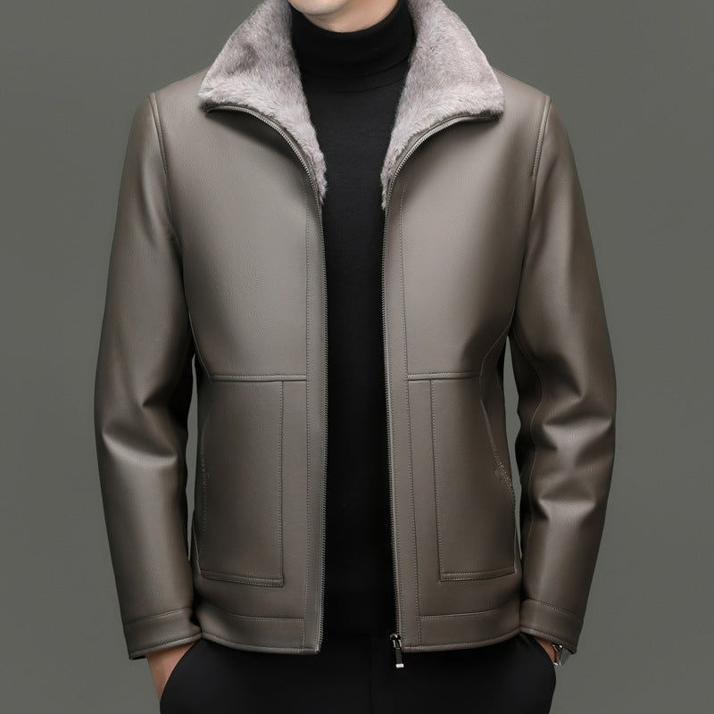 Herren Lederjacke mit wärmender Teddy-Fütterung und Frontreißverschluss Shop Nory