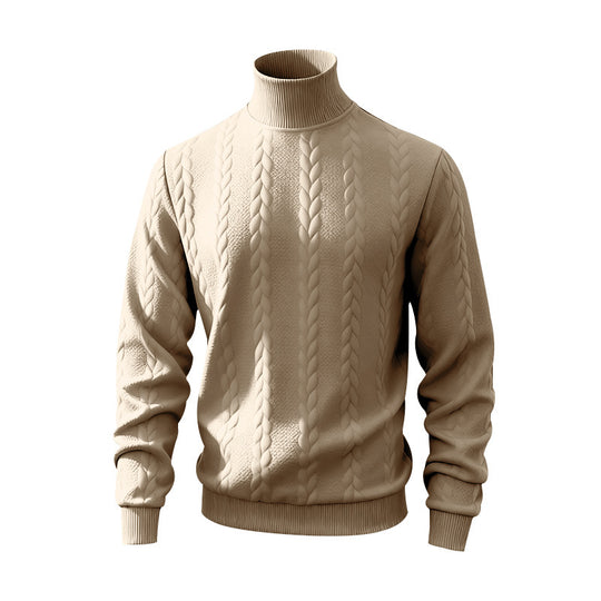 Herren Grobstrick-Rollkragenpullover mit Zopfmuster und gerippten Bündchen Shop Nory