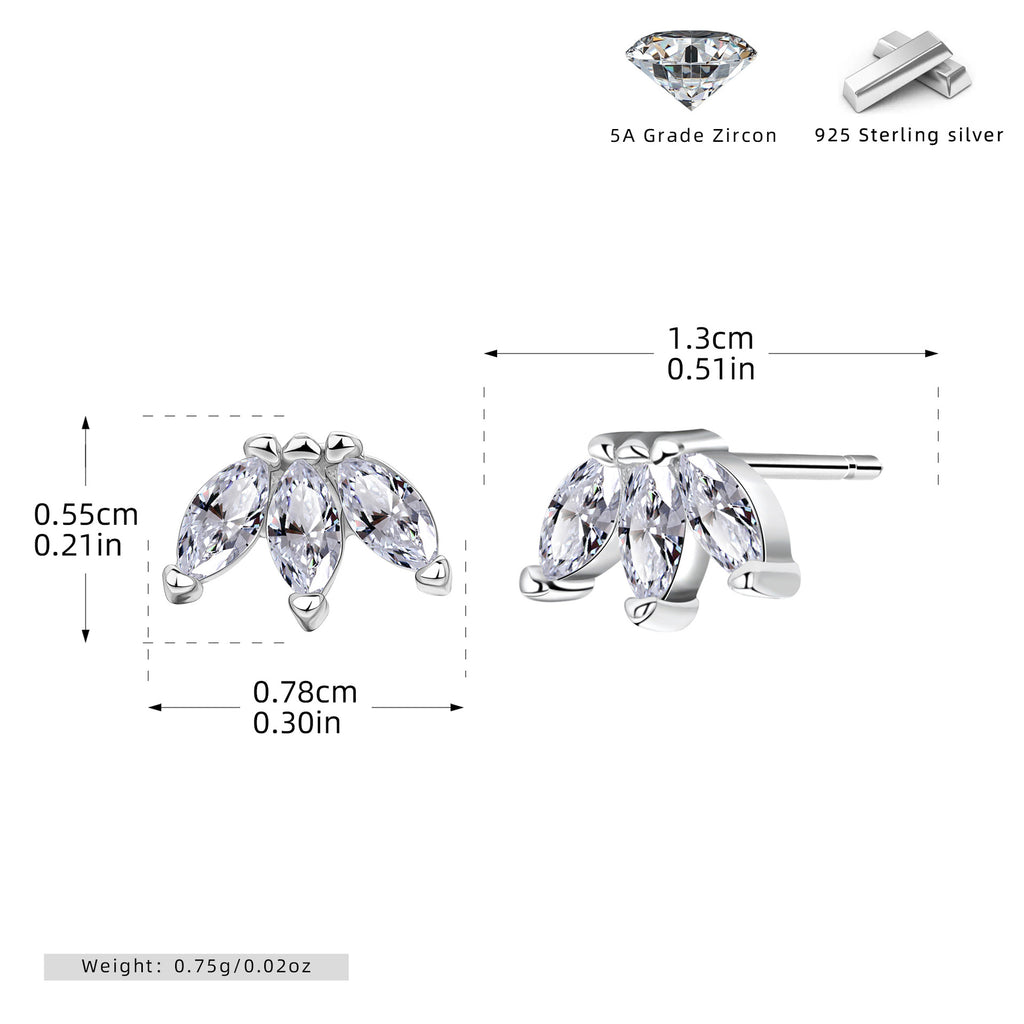 Damen Ohrstecker mit funkelndem Zirkon-Motiv aus hochwertigem 925 Sterling Silber Shop Nory