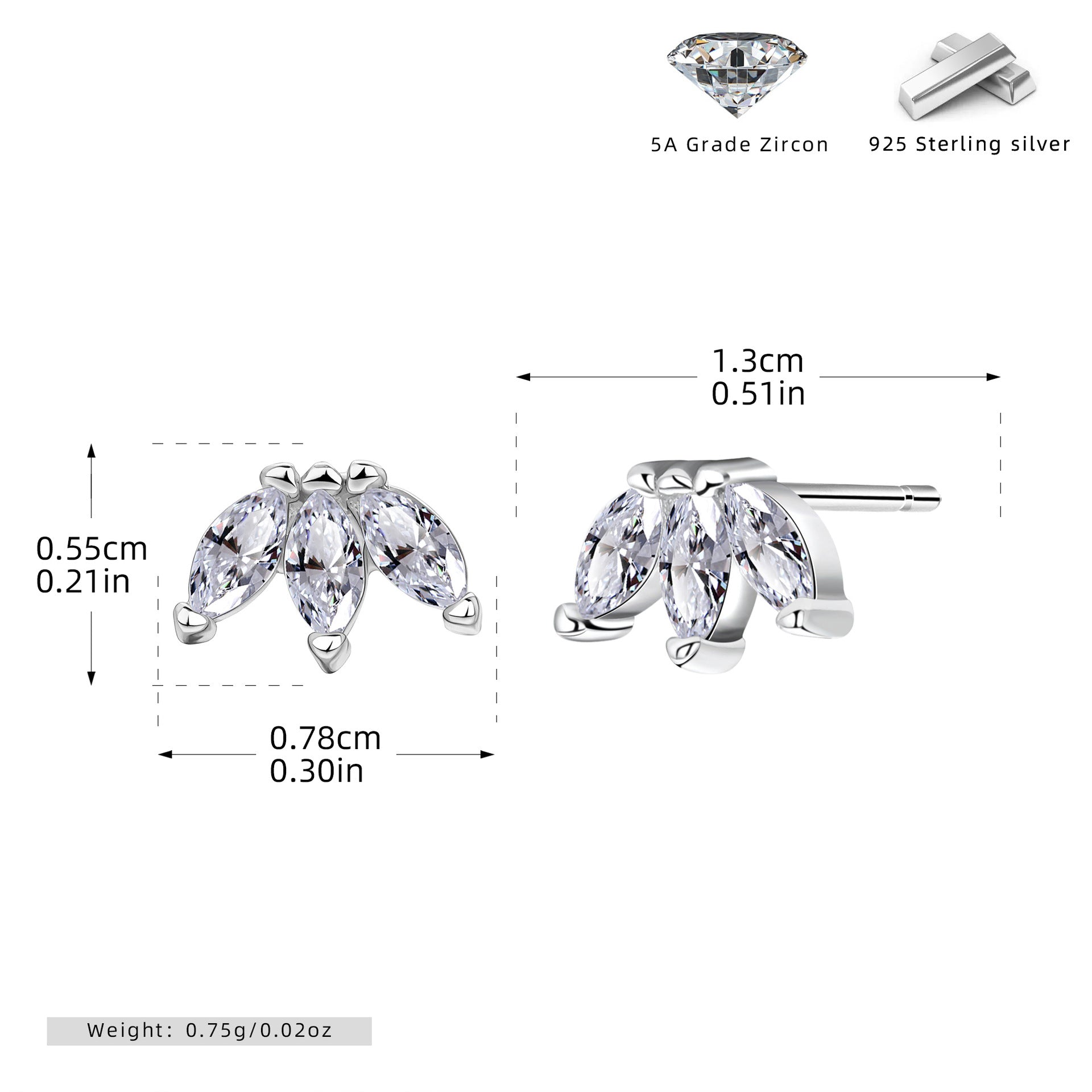 Damen Ohrstecker mit funkelndem Zirkon-Motiv aus hochwertigem 925 Sterling Silber Shop Nory
