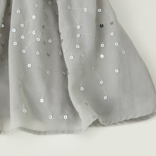 Damen Chiffon-Minikleid mit Rüschenkragen, Ballonärmeln und Paillettenbesatz Shop Nory