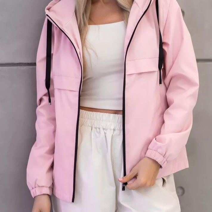Damen Modische Übergangsjacke mit kapuze