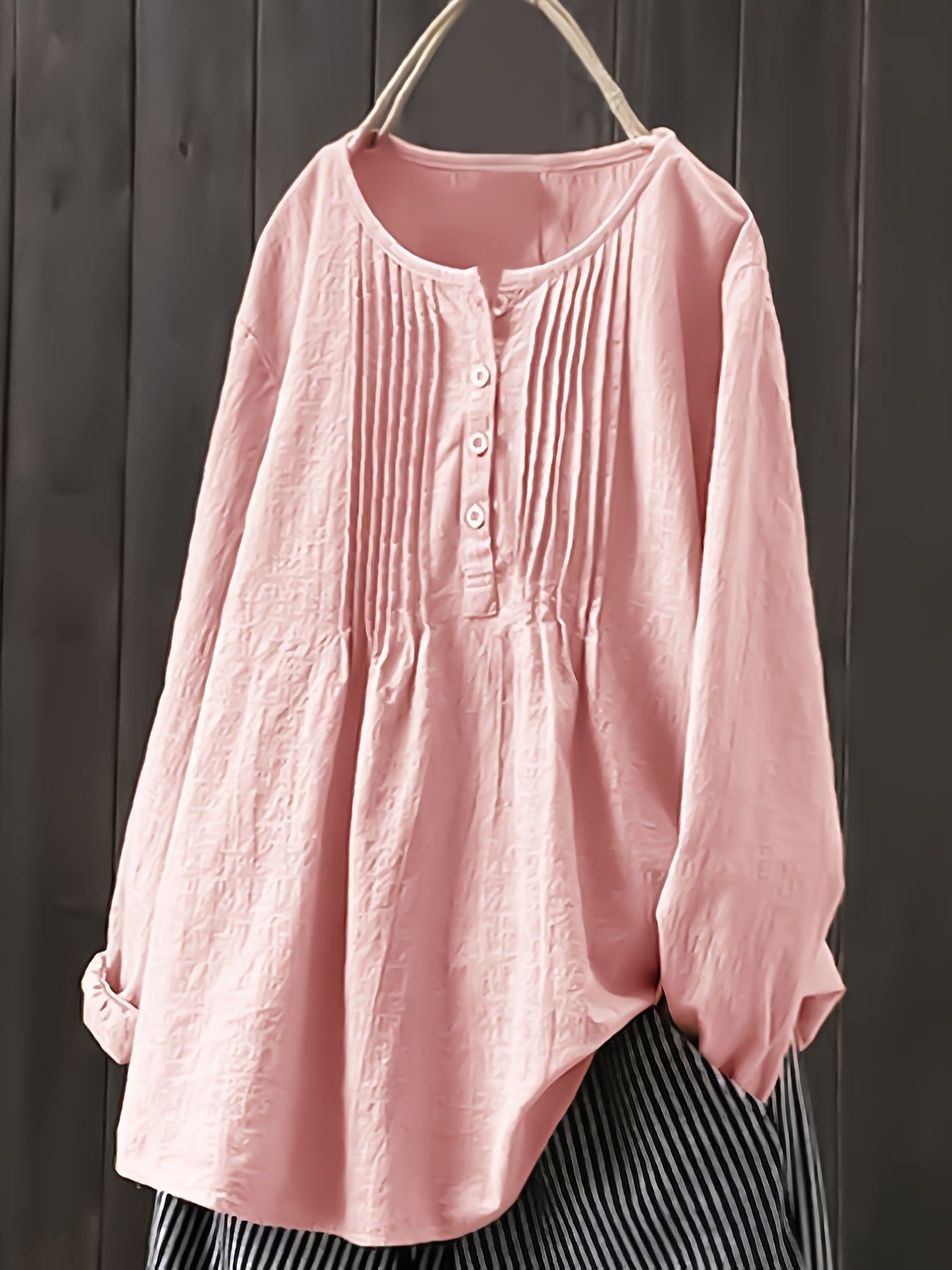 Damen Bluse mit Falten und Knopfleiste Shopnory