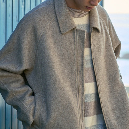 Herren Boxy‑Wollblouson mit verdecktem Zwei‑Wege‑Reißverschluss und Hemdkragen Shop Nory