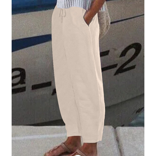 Damen Ankle Harem Hose mit Kordelzug, Seitentaschen und elastischem Knöchelbund Shop Nory