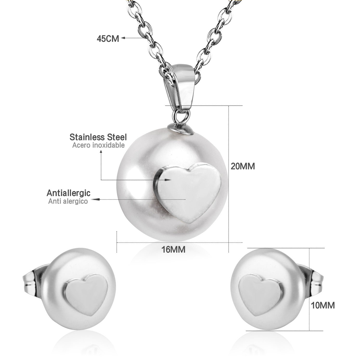 Damen Schmuckset mit Herzanhänger aus Edelstahl und goldplattierten Elementen Shop Nory
