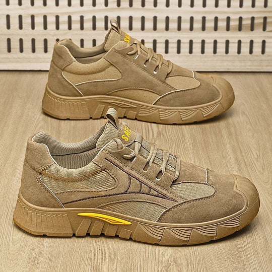 Herren Robust-gepolsterter Retro-Trail-Sneaker aus Velours- und Mesh-Mix mit auffälliger Profillaufsohle Shop Nory