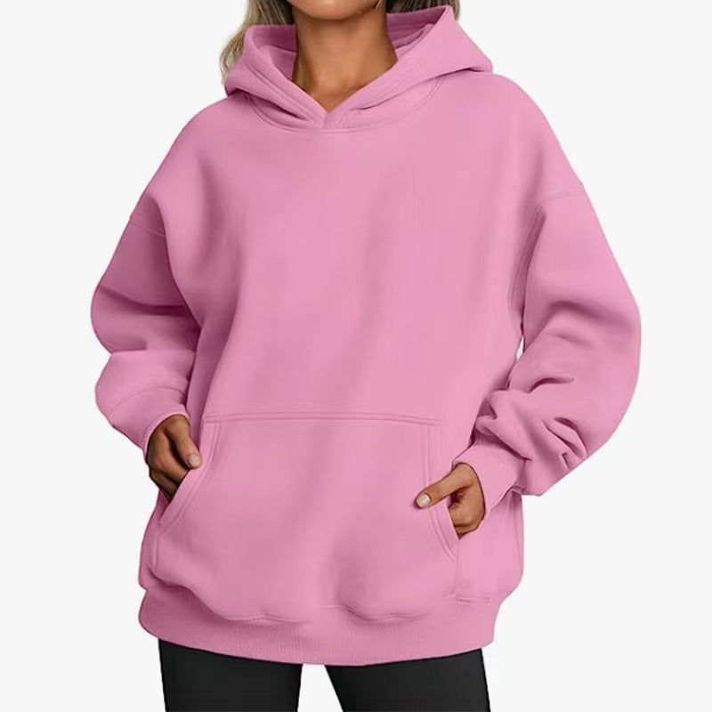 Damen nan Longline-Oversize Hoodie mit tiefer Schulter, verstärkter Kängurutasche und geripptem Saum Shop Nory