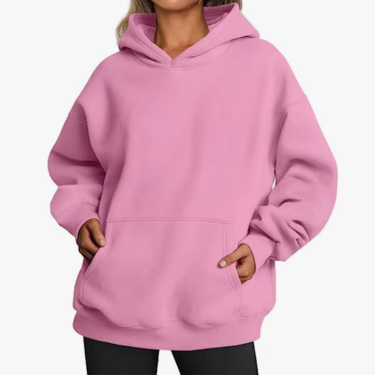 Damen nan Longline-Oversize Hoodie mit tiefer Schulter, verstärkter Kängurutasche und geripptem Saum Shop Nory