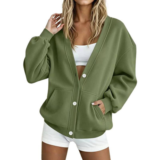 Damen Oversize-Cardigan mit Knopfleiste, Einschubtaschen und Ballonärmeln Shop Nory