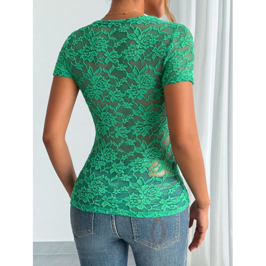 Damen Spitzen-Bodysuit mit dekorativem V-Ausschnitt