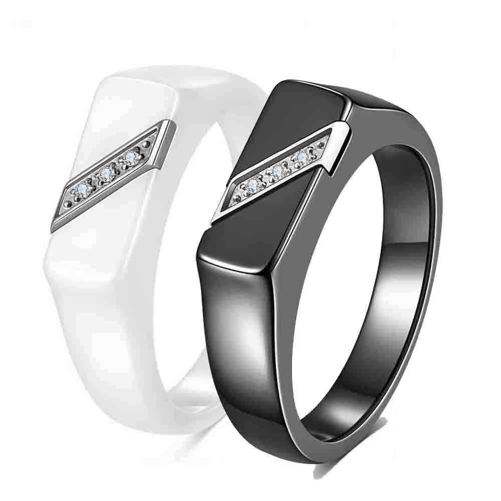 Herren Ring mit modernem, geometrischem Design und funkelnden Kristallakzenten Shop Nory